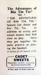 1960 Cadet Sweets Adventures of Rin Tin Tin #1 Lee Aaker & Rin Tin Tin Back