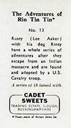 1960 Cadet Sweets Adventures of Rin Tin Tin #13 Rusty With His Dog Rinty Back