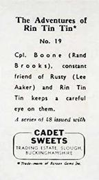 1960 Cadet Sweets Adventures of Rin Tin Tin #19 Cpl. Boone Back