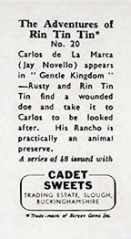 1960 Cadet Sweets Adventures of Rin Tin Tin #20 Carlos De La Marca Back