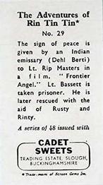 1960 Cadet Sweets Adventures of Rin Tin Tin #29 Sign of peace is given... Back