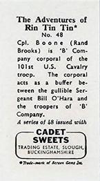 1960 Cadet Sweets Adventures of Rin Tin Tin #48 Cpl. Boone Back