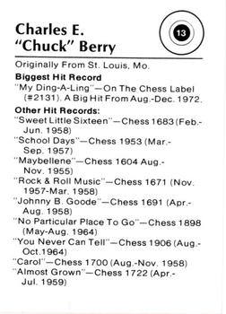 1982 Music Nostalgia Rock Greats Series 1 and 2 #13 Chuck Berry Back