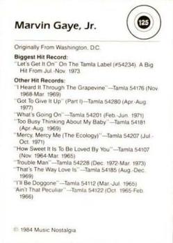 1984 Music Nostalgia Rock Greats Series 3 #125 Marvin Gaye Jr. Back