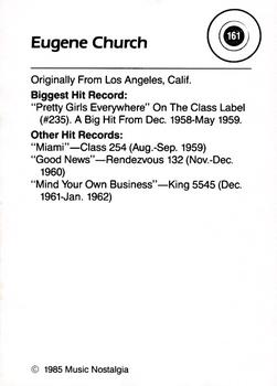 1985 Music Nostalgia Rock Greats Series 4 #161 Eugene Church Back