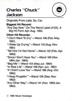 1985 Music Nostalgia Rock Greats Series 4 #168 Chuck Jackson Back