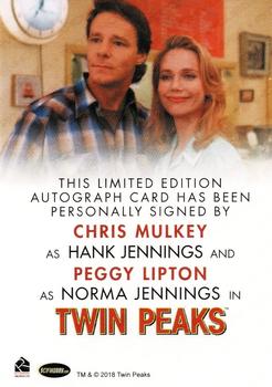 2018 Rittenhouse Twin Peaks - Dual Autographs #NNO Peggy Lipton / Chris Mulkey Back
