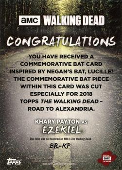 2018 Topps The Walking Dead Road to Alexandria - Manufactured Bat Cards #BR-KP Ezekiel Back