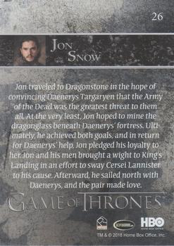 2018 Rittenhouse Game of Thrones Season 7 - Holofoil #26 Jon Snow Back