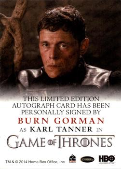 2018 Rittenhouse Game of Thrones Season 7 - Autographs Full Bleed #NNO Burn Gorman Back