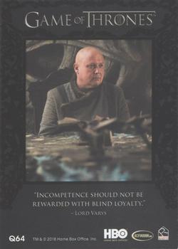 2018 Rittenhouse Game of Thrones Season 7 - Quotable Game of Thrones #Q64 Lord Varys Back