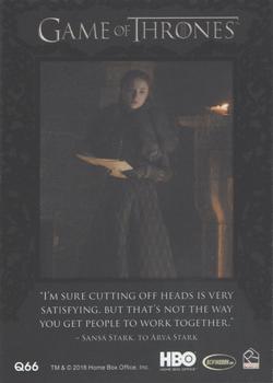 2018 Rittenhouse Game of Thrones Season 7 - Quotable Game of Thrones #Q66 Sansa Stark Back