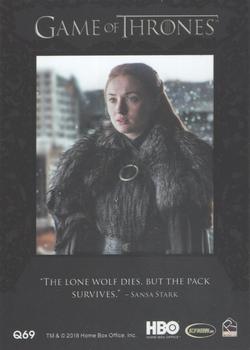 2018 Rittenhouse Game of Thrones Season 7 - Quotable Game of Thrones #Q69 Lord Beric Dondarrion / Sansa Stark Back