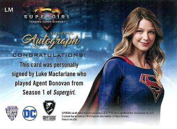 2018 Cryptozoic Supergirl Season 1 - Autographs #NNO Luke Macfarlane Back