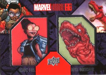2017 Upper Deck Marvel Annual - Dual Comic Patches #DCP-18 Devil Dinosaur / Moon Girl Front
