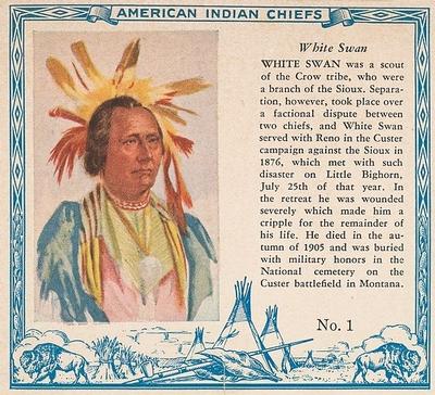 1954 Red Man American Indian Chiefs (T129) #1 White Swan Front