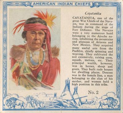 1954 Red Man American Indian Chiefs (T129) #2 Cayatanita Front