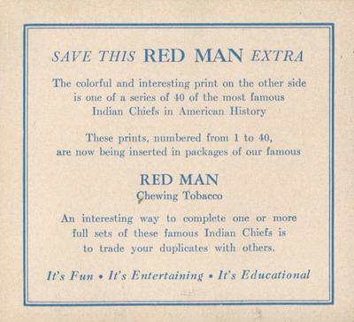 1954 Red Man American Indian Chiefs (T129) #3 Young Whirlwind Back