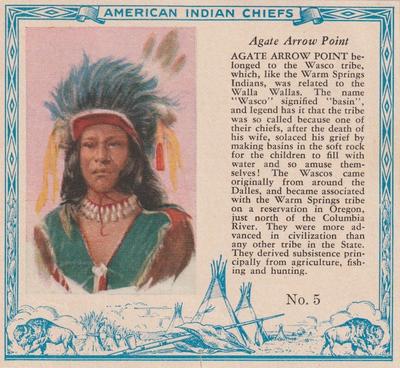 1954 Red Man American Indian Chiefs (T129) #5 Agate Arrow Point Front