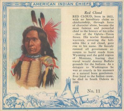1954 Red Man American Indian Chiefs (T129) #11 Red Cloud Front
