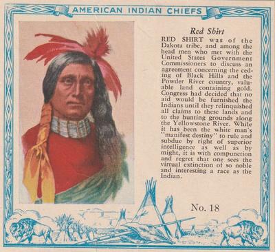 1954 Red Man American Indian Chiefs (T129) #18 Red Shirt Front