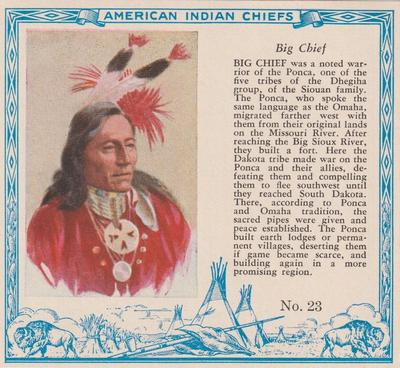 1954 Red Man American Indian Chiefs (T129) #23 Big Chief Front