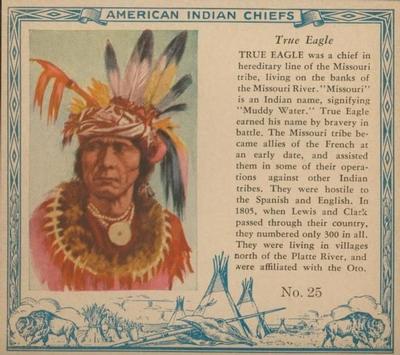1954 Red Man American Indian Chiefs (T129) #25 True Eagle Front