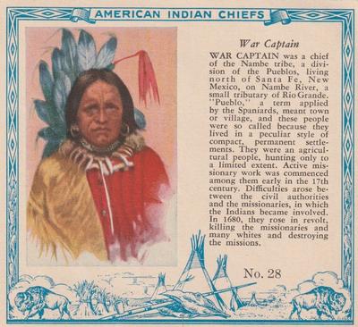 1954 Red Man American Indian Chiefs (T129) #28 War Captain Front