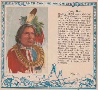 1954 Red Man American Indian Chiefs (T129) #29 Hairy Bear Front