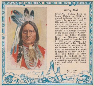 1954 Red Man American Indian Chiefs (T129) #37 Sitting Bull Front