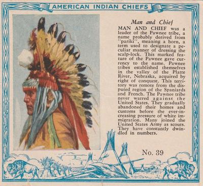 1954 Red Man American Indian Chiefs (T129) #39 Man And Chief Front