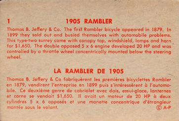 1959 Parkhurst Old Time Cars (V339-16) #1 1905 Rambler Back