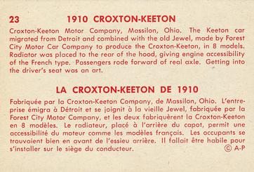 1959 Parkhurst Old Time Cars (V339-16) #23 1910 Croxton Keeton Back