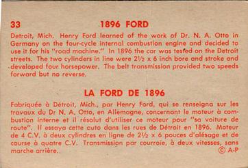 1959 Parkhurst Old Time Cars (V339-16) #33 1896 Ford Back