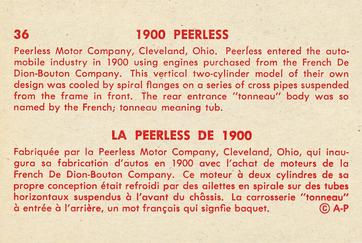 1959 Parkhurst Old Time Cars (V339-16) #36 1900 Peerless Back