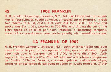 1959 Parkhurst Old Time Cars (V339-16) #42 1902 Franklin Back