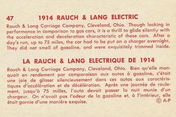 1959 Parkhurst Old Time Cars (V339-16) #47 1914 Rauch & Lang Electric Back