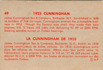 1959 Parkhurst Old Time Cars (V339-16) #49 1923 Cunningham Back