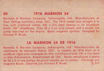 1959 Parkhurst Old Time Cars (V339-16) #50 1916 Marmon 34 Back
