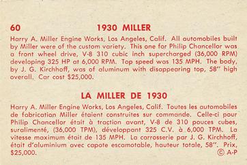 1959 Parkhurst Old Time Cars (V339-16) #60 1930 Miller Back