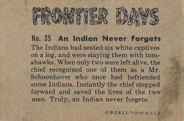 1956 Parkhurst Frontier Days (V339-5) #35 An Indian Never Forgets Back
