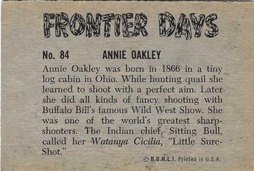 1956 Parkhurst Frontier Days (V339-5) #84 Annie Oakley Back