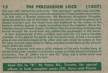 1953 Parkhurst Guns and Pistols (V339-6) #15 Percussion Knife Pistol Back