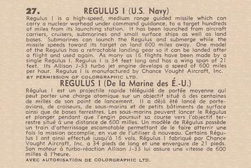 1958 Parkhurst Missiles and Satellites (V339-7) #27 Regulus I (U.S. Navy) Back