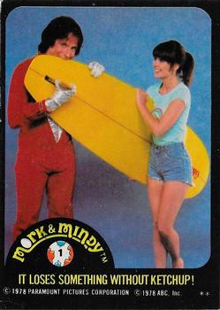 1978 O-Pee-Chee Mork & Mindy - Stickers #1 It Loses Something Without Ketchup! Front