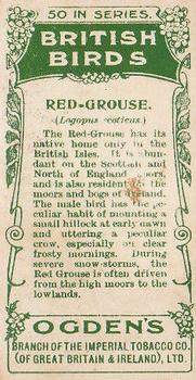 1905 Ogden's British Birds #1 Red-Grouse Back