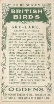 1905 Ogden's British Birds #8 Sky-Lark Back