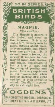 1905 Ogden's British Birds #10 Magpie Back