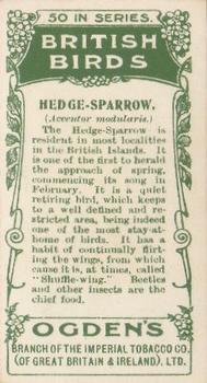 1905 Ogden's British Birds #23 Hedge-Sparrow Back