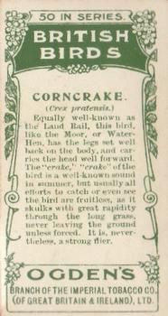 1905 Ogden's British Birds #40 Corncrake Back